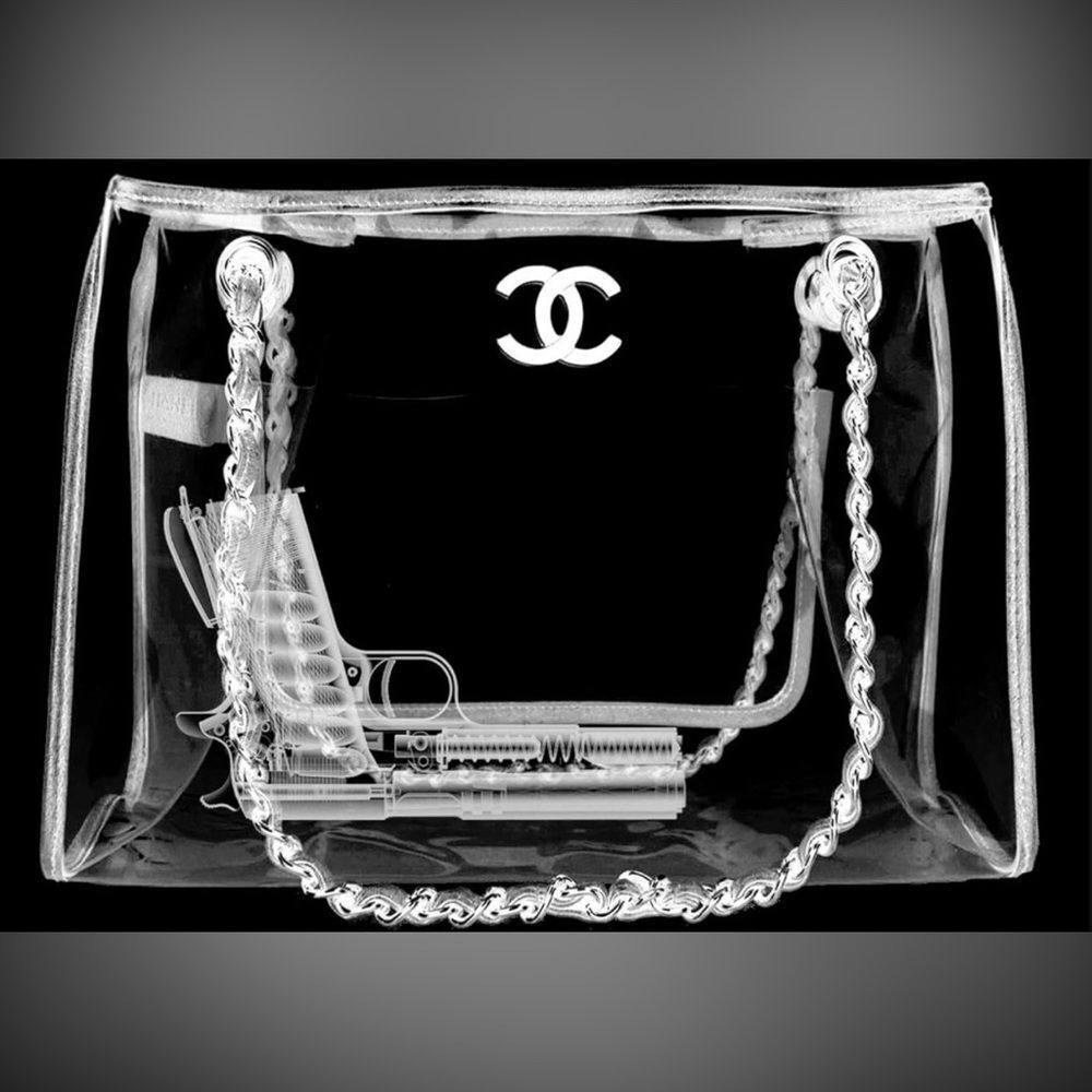 NEW “Coveted Bag Noir” Coco Chanel handbag & gun print picture Office home decor